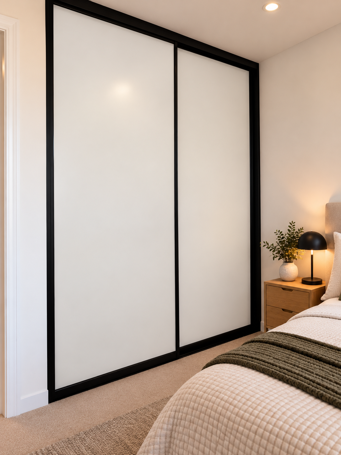 White Panel sliding wardrobe door